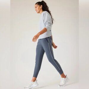 Athleta Venice High rise track stripe jogger size SP. Granite blue/white stripe